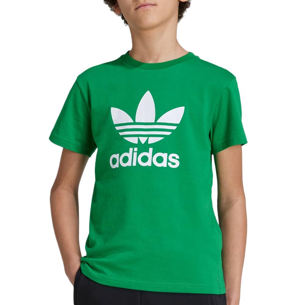 T-Shirt Vert Garçon Adidas Trefoil pas cher