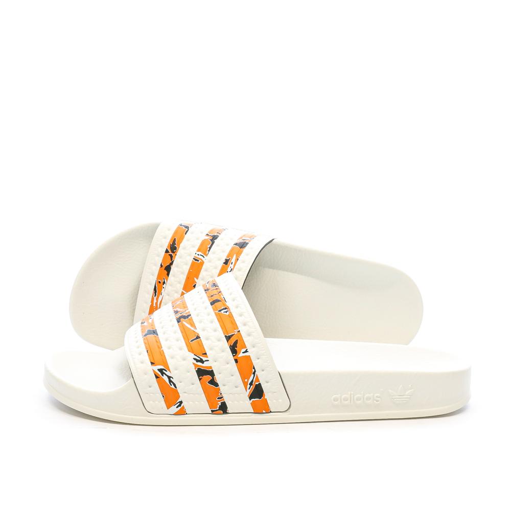 Claquettes Blanche/Orange Homme Adidas IE7744 pas cher