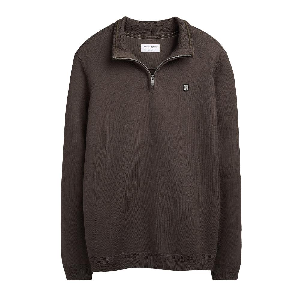 Pull 1/4 Zip Marron Foncé Homme Teddy Smith Marty 2 pas cher