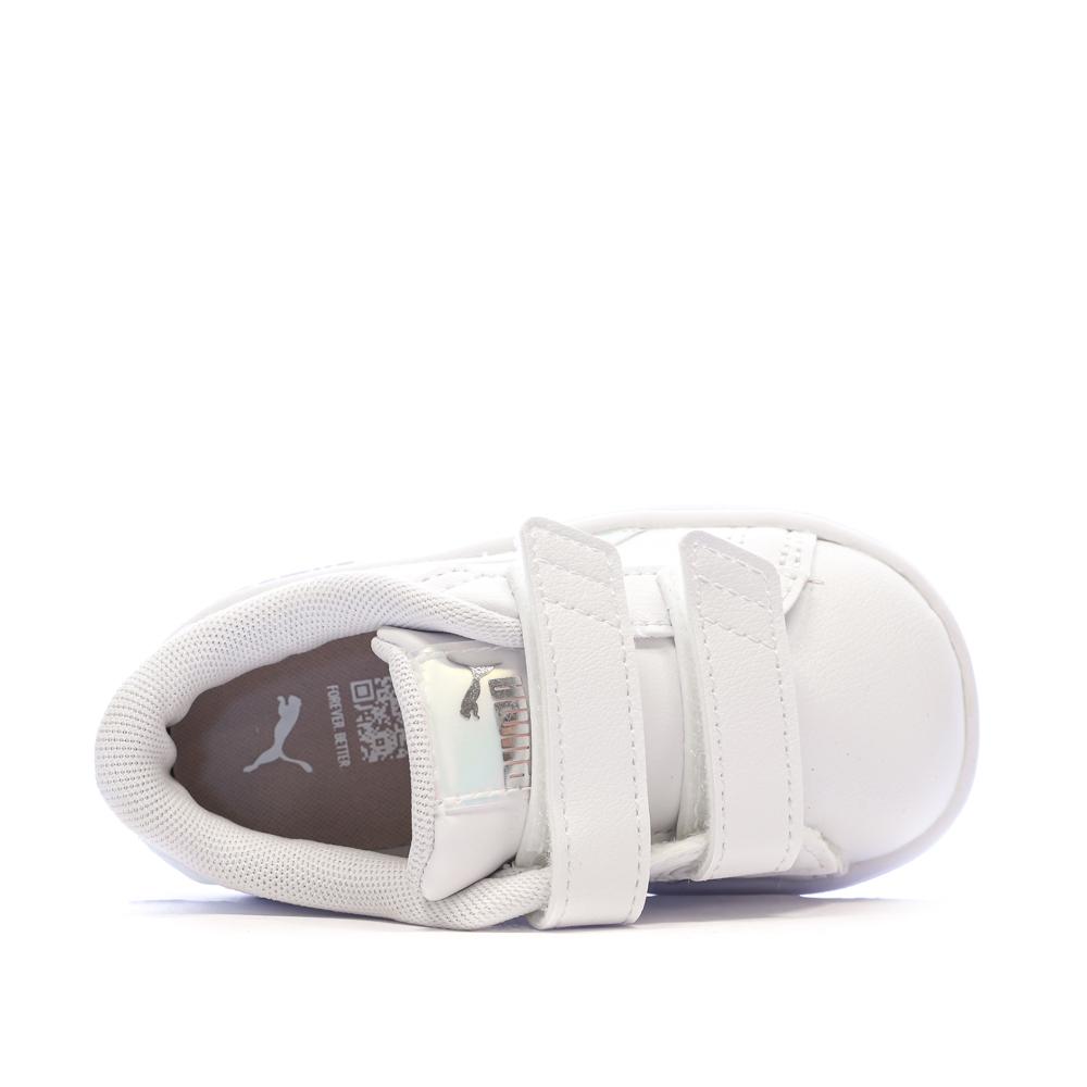 Baskets Blanches Fille Puma Smash 3.0 Holo vue 4