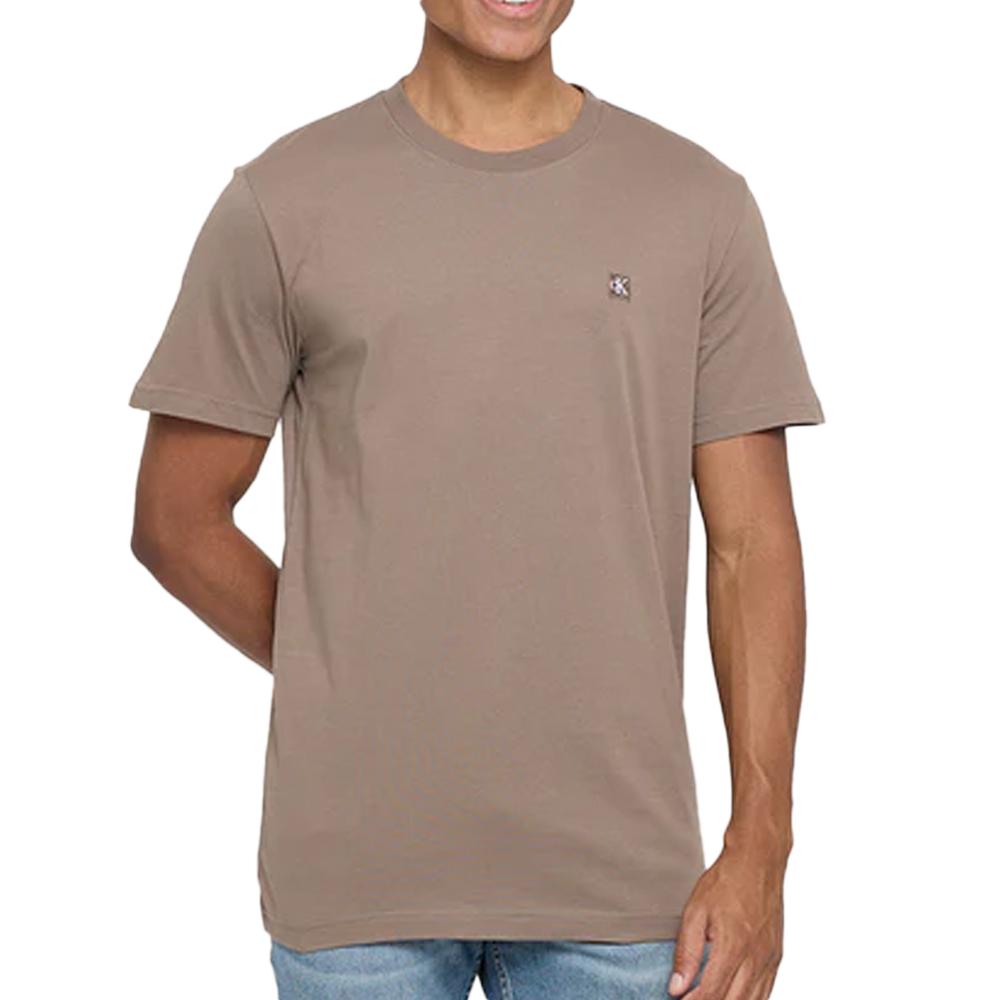 T-shirt Marron Homme Calvin Klein Jeans Embro Badge pas cher
