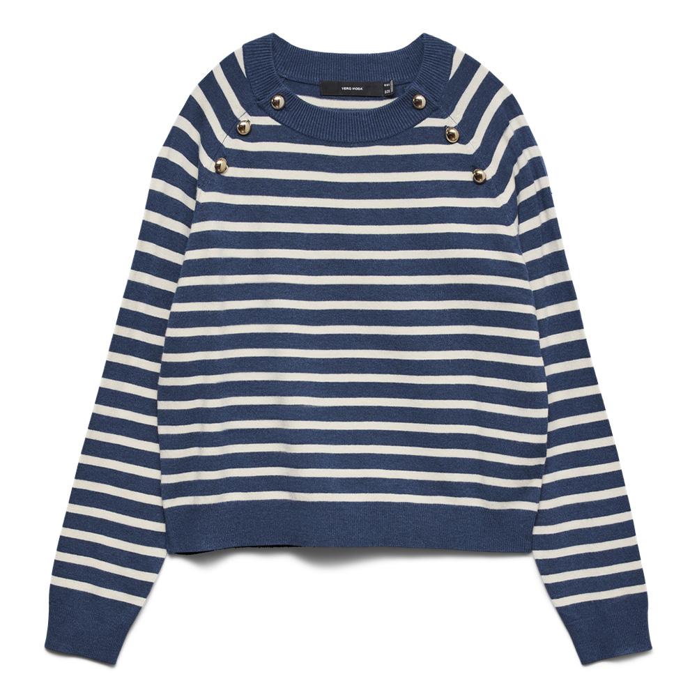 Pull Bleu/Beige Femme Vero Moda Happy pas cher