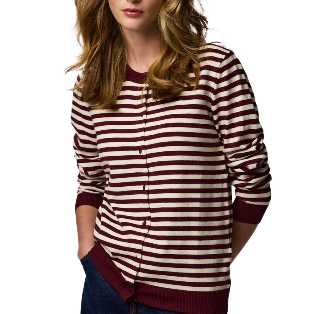 Gilet Bordeaux/Blanc Femme Pieces Nora pas cher