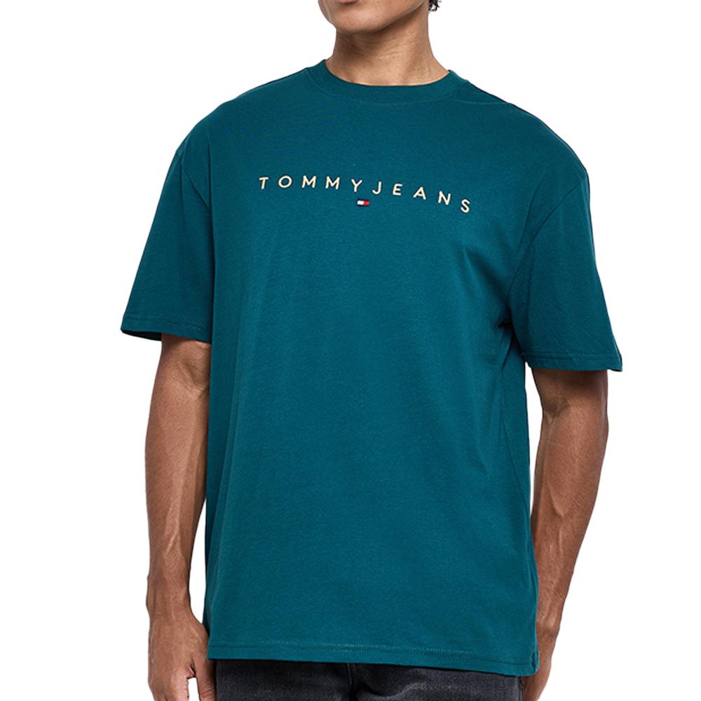 T-shirt Bleu Homme Tommy Jeans Gold Linear pas cher