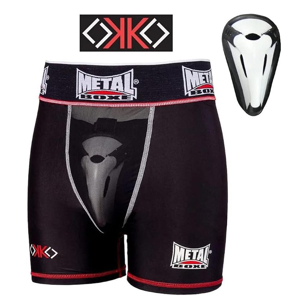 Short de boxe Noir/Rouge Homme Metal Boxe Shorty Extra Cup vue 2