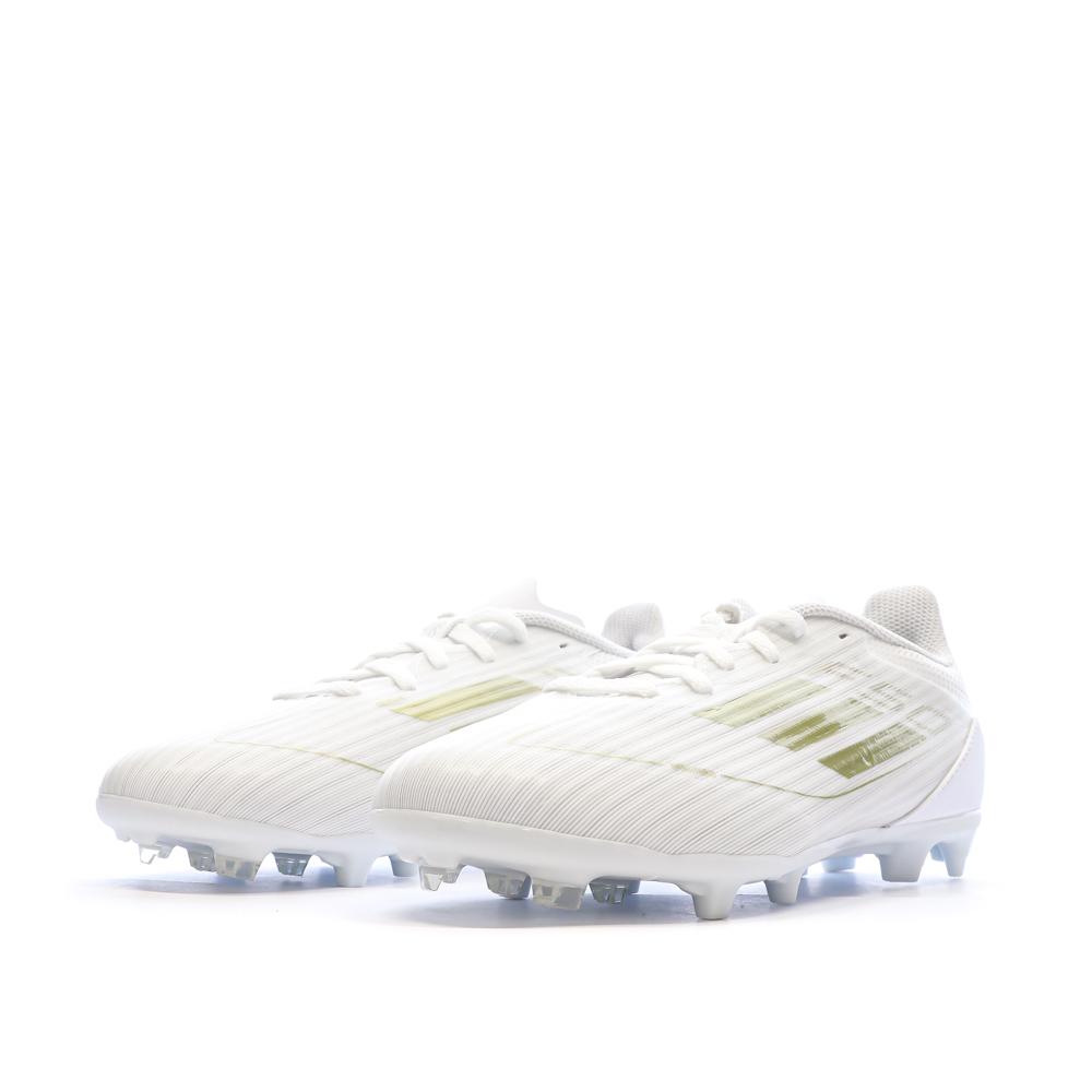 Chaussures de football Blanches/Doré Garçon Adidas F50 League vue 6