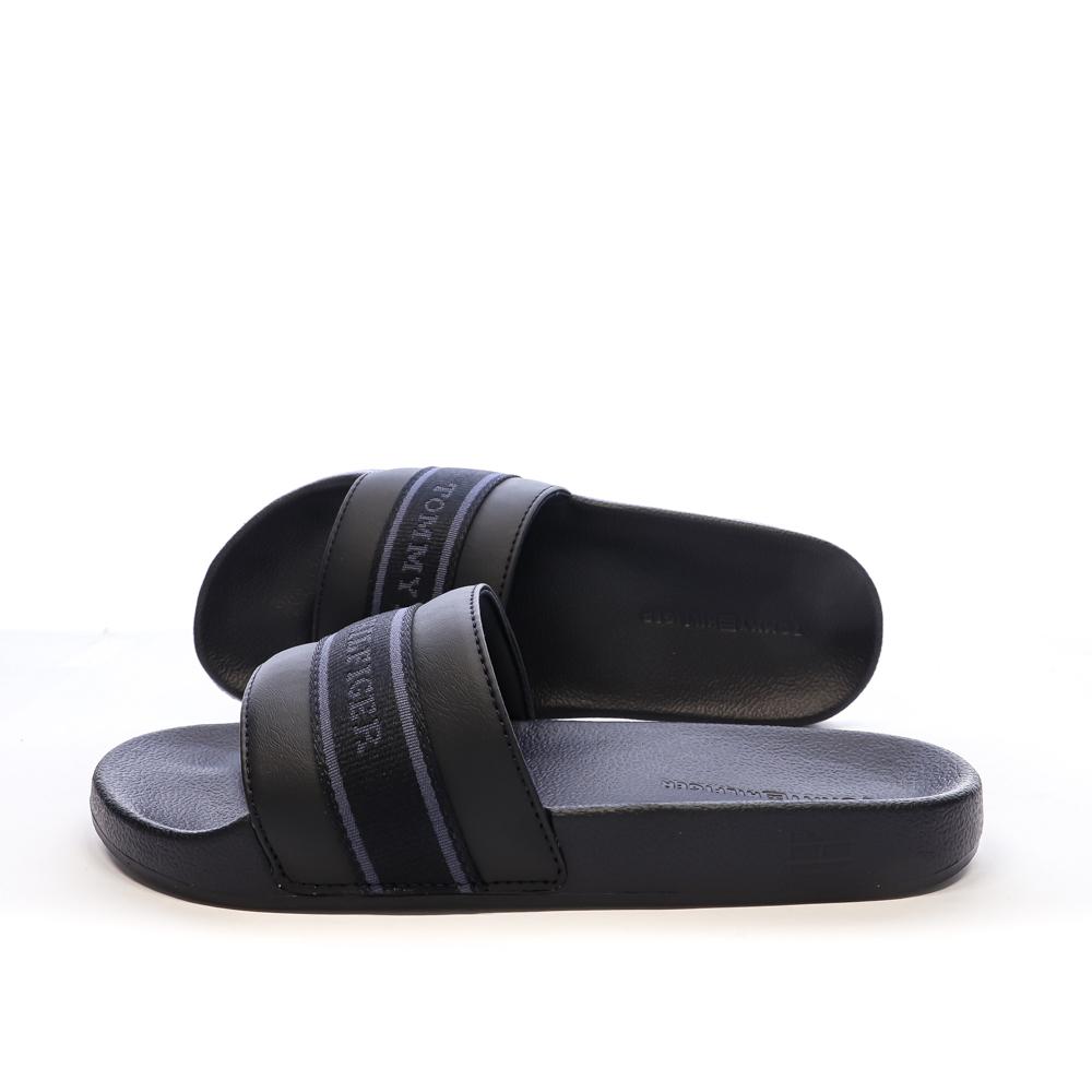 Claquettes Noires Femme Tommy Hilfiger Hilfiger Poolside pas cher