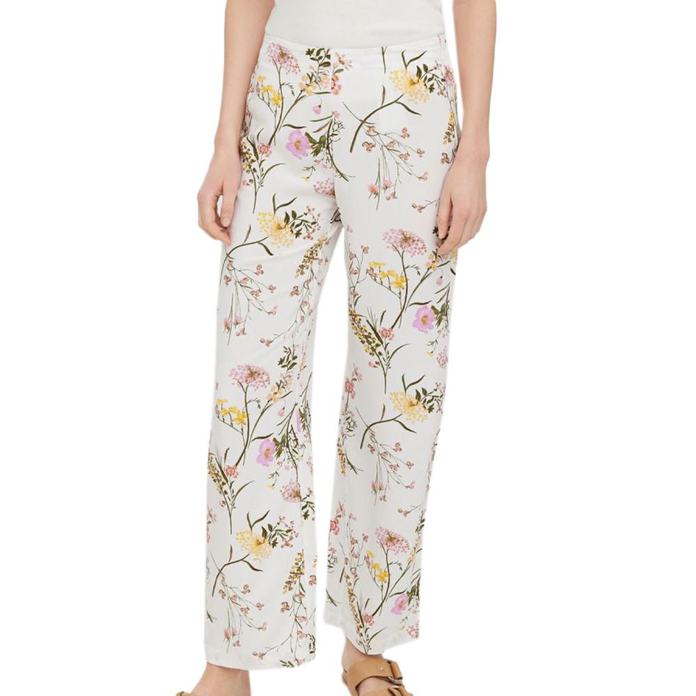 Pantalon Blanc à fleurs Femme Vero Moda Easy pas cher