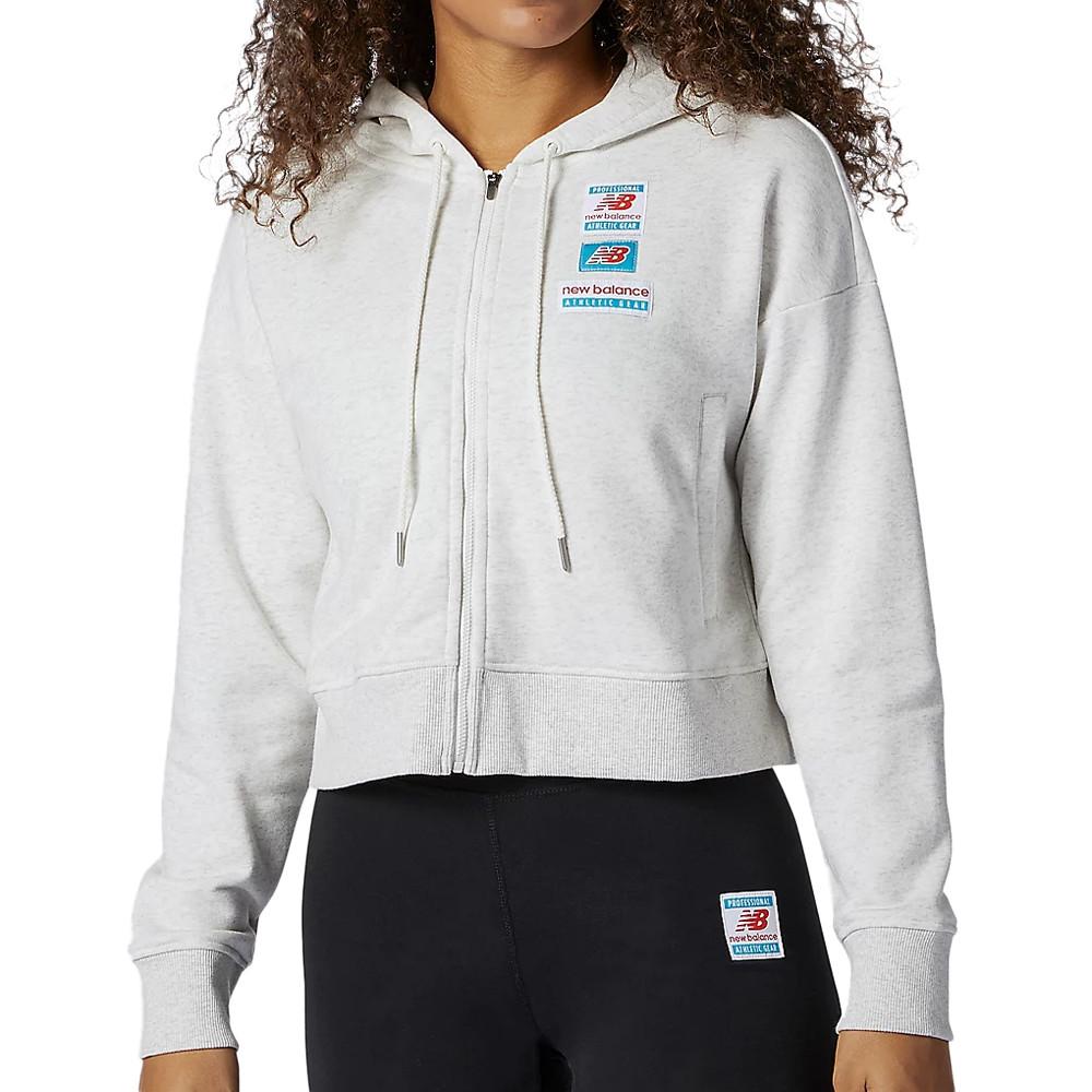 Sweat zippé Gris Femme New Balance Essential pas cher