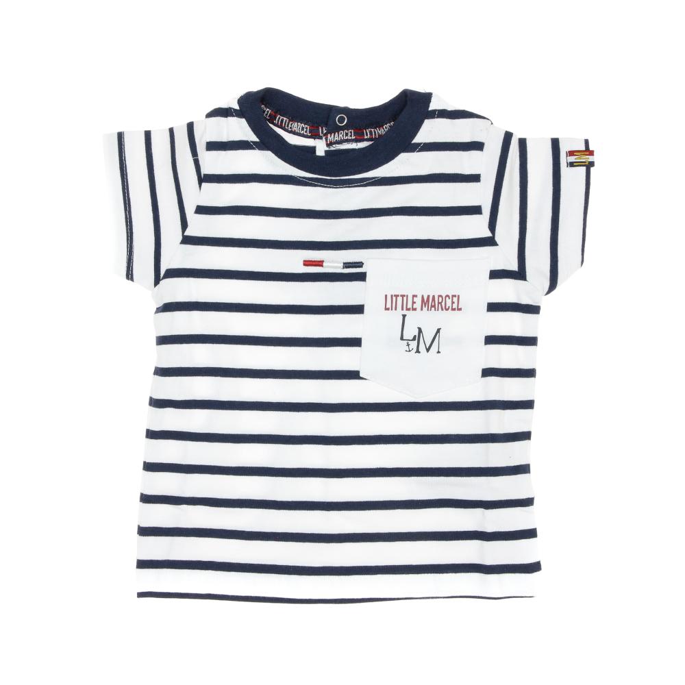 T-shirt Blanc/Marine Garçon Little Marcel LMEV0026 pas cher