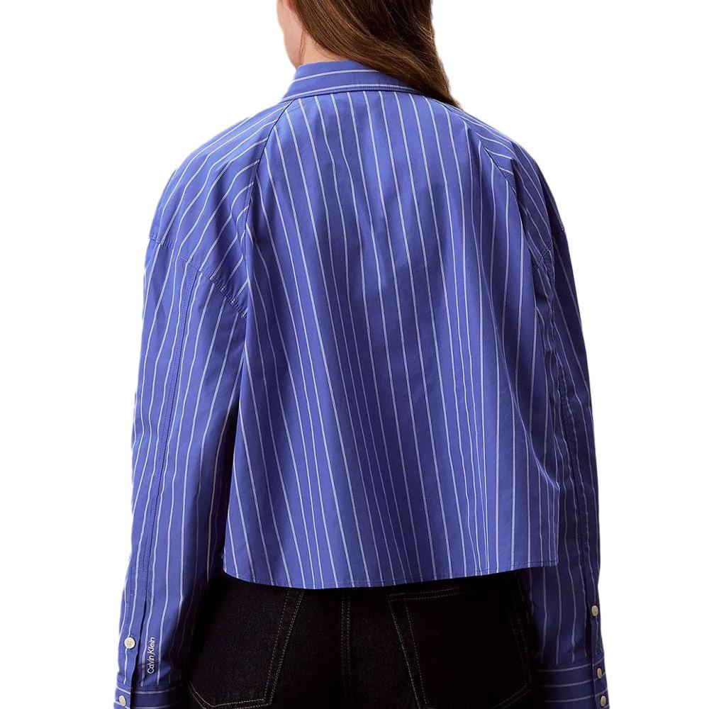 Chemise Rayures Bleu Femme Calvin Klein Jeans Stripe Boxy vue 2