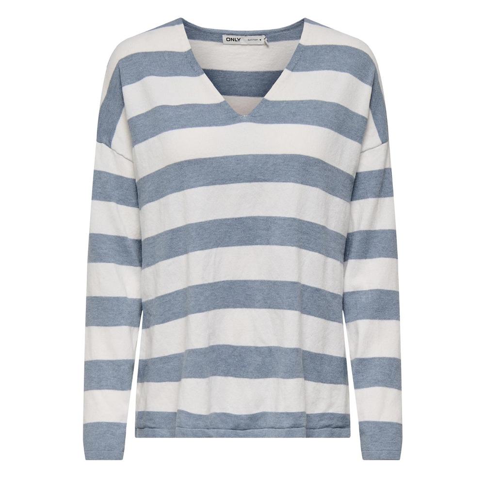 Pull Bleu à Rayures Femme Only Chianti pas cher