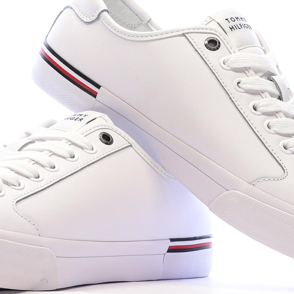 Baskets Blanches Cuir Homme Tommy Hilfiger Core Corporate Vulc vue 7