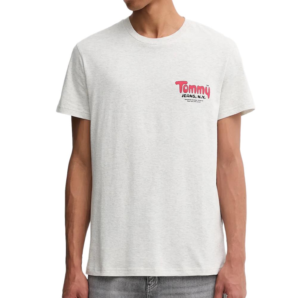 T-shirt Gris Chiné Homme Tommy Hilfiger Tjm Slim Font Play pas cher