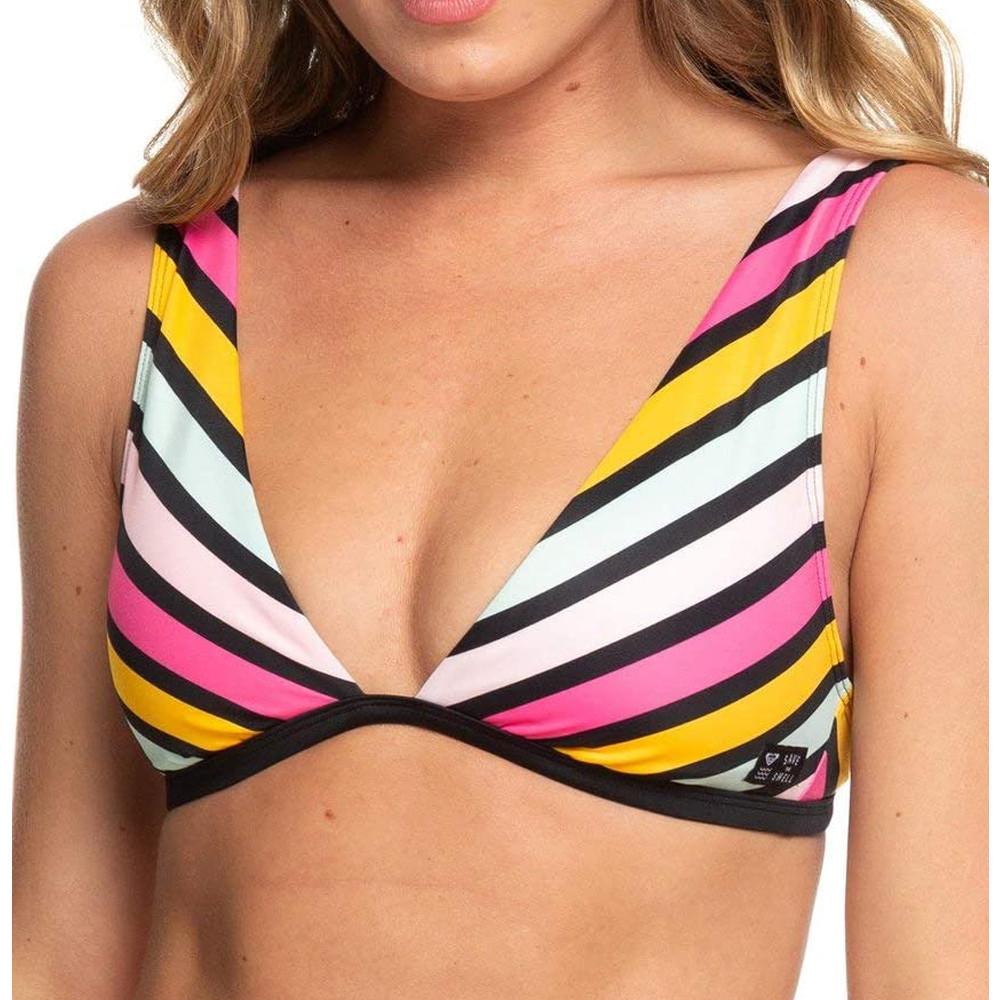 Haut De Bikini Noir à rayures Femme Roxy Pop Surf pas cher