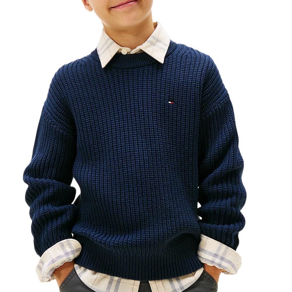 Pull Marine Garçon Tommy Hilfiger Half pas cher