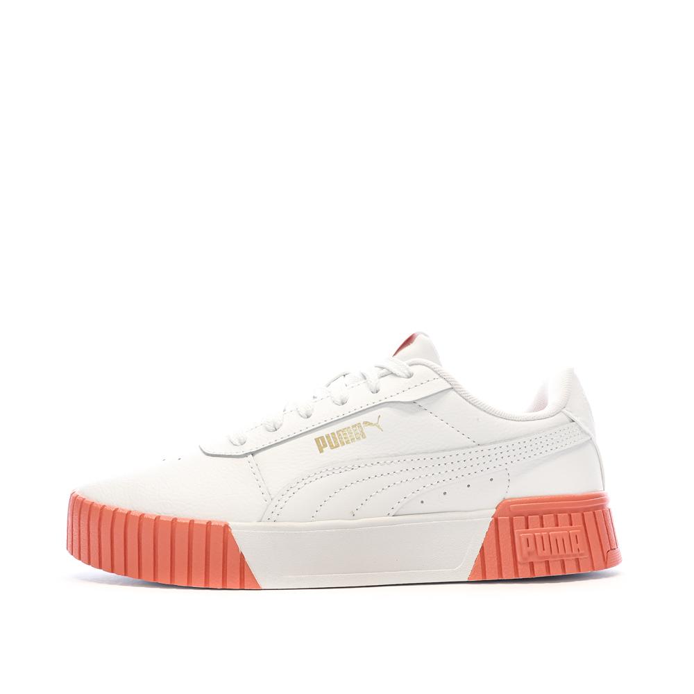 Baskets Blanc/Orange Femme Carina 2.0 pas cher