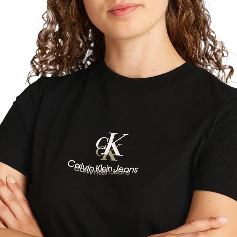 T-Shirt Noir Femme Calvin Klein Jeans Shadow Graphic vue 3