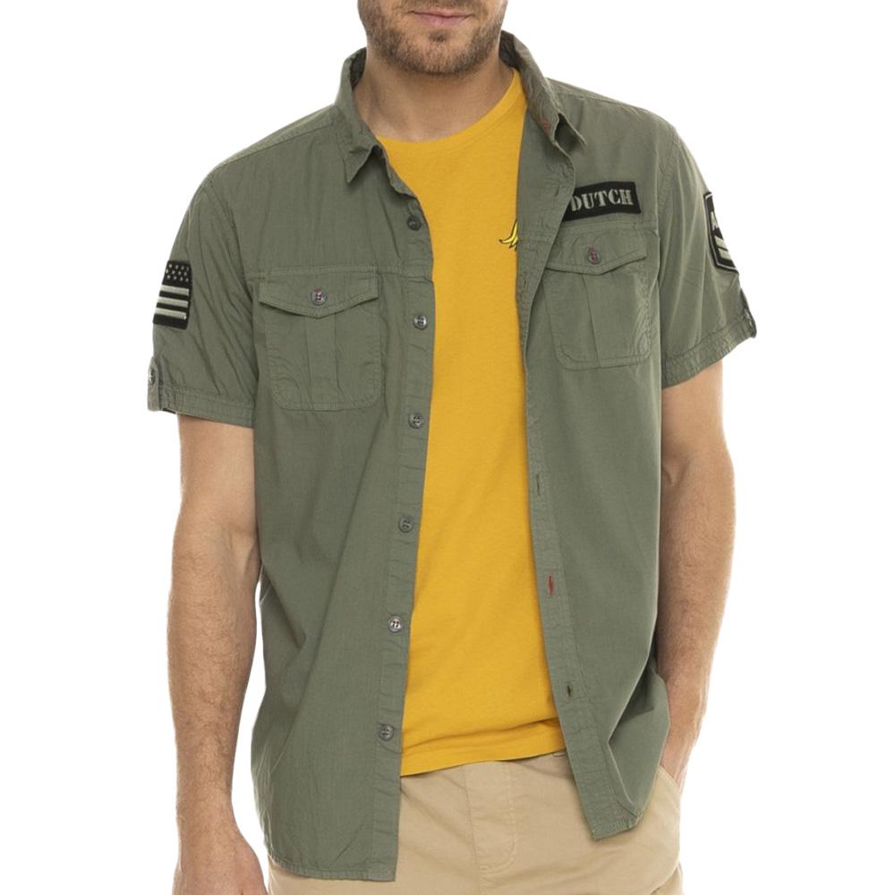Chemise Kaki Homme Von Dutch Popline pas cher