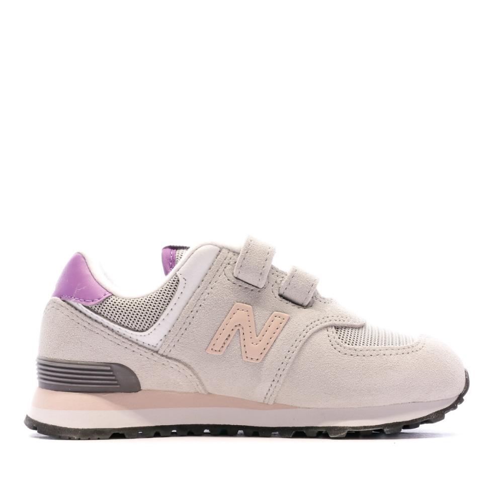 Baskets Grise/Rose/Violette Fille New Balance PV574 vue 2