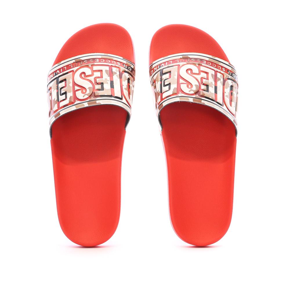 Claquettes Rouges Homme Diesel Mayemi vue 3