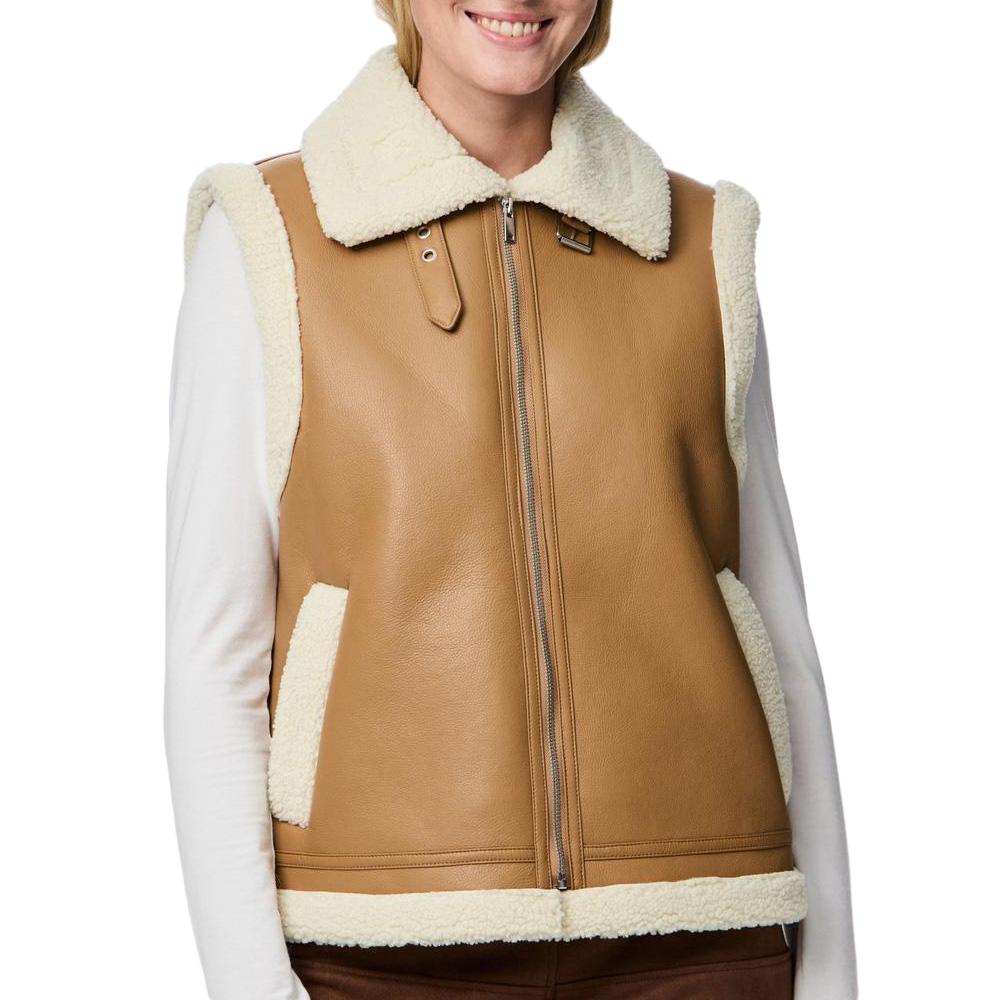 Veste Bombardier Sans Manches Camel Femme Pieces Janelle Teddy pas cher