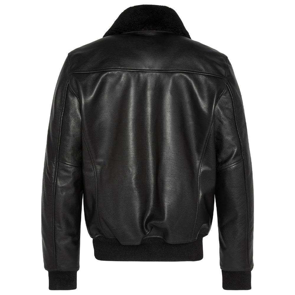 Veste en Cuir Noir Homme Schott Flight vue 2