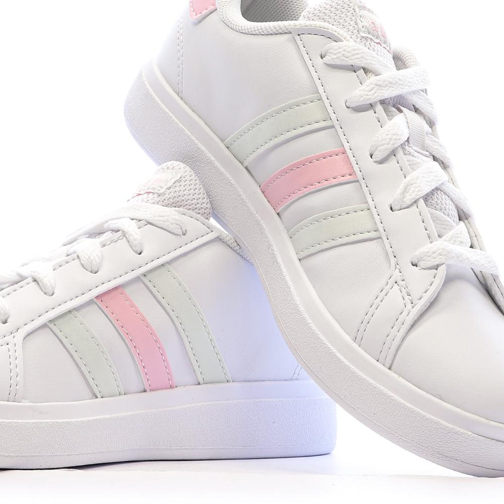 Baskets Blanches/Roses/Vertes Fille Adidas Grand Court 2.0 vue 7