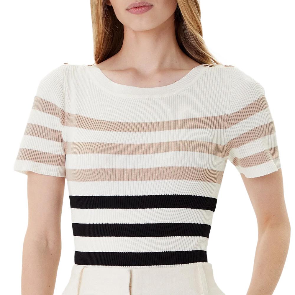 T-Shirt Blanc Femme Morgan Rayure pas cher