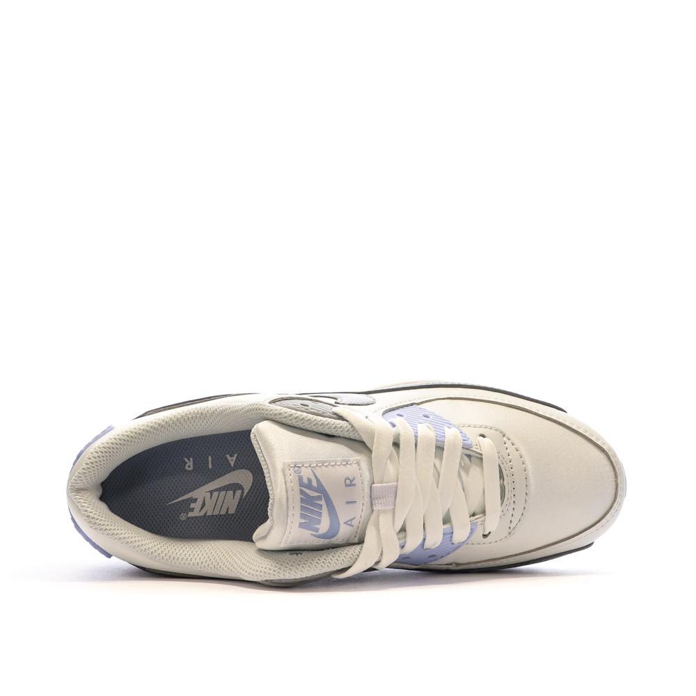 Baskets Blanche/Bleu Femme Nike Air Max 90 vue 4