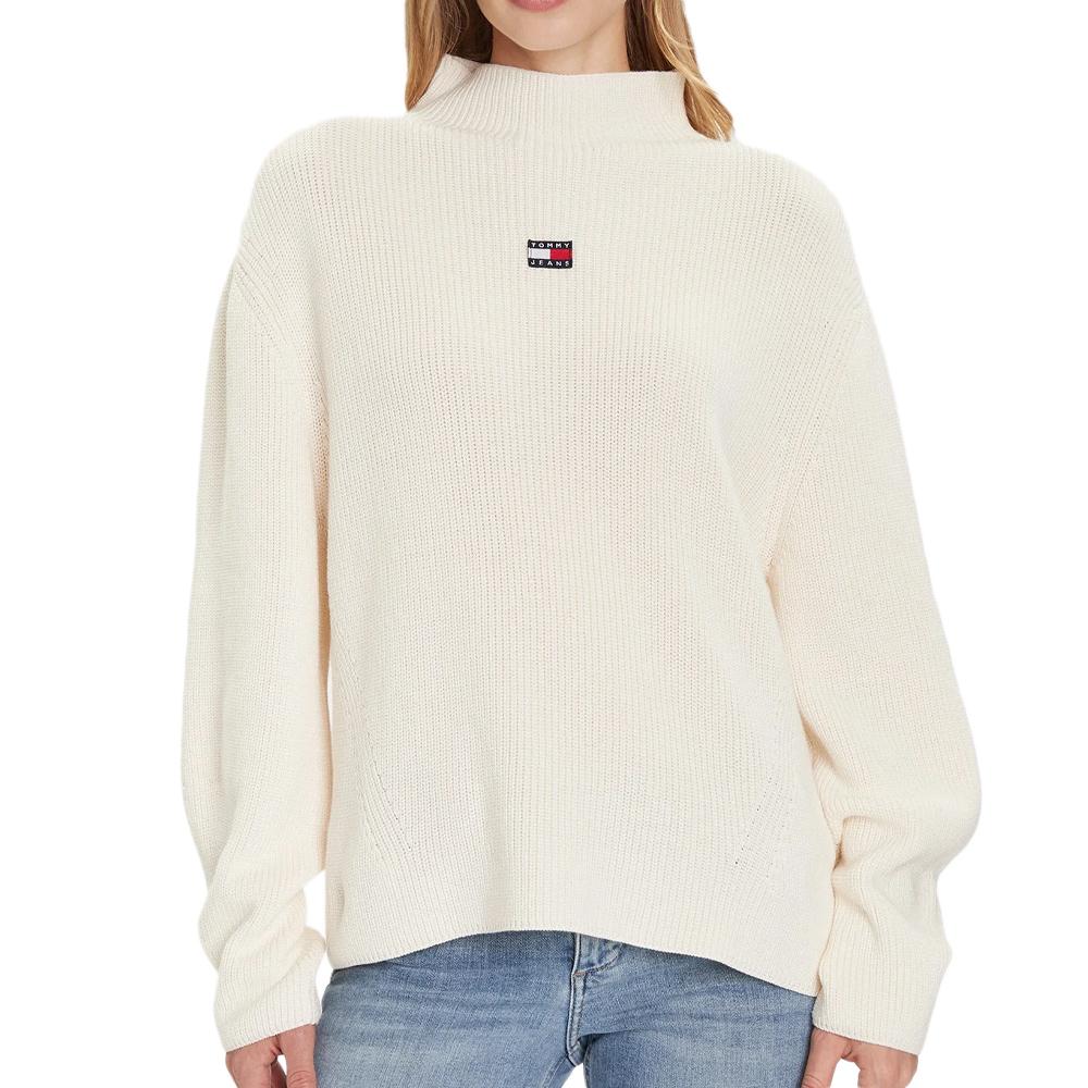 Pull Blanc Femme Tommy Hilfiger Tjw Mockneck Badge S pas cher