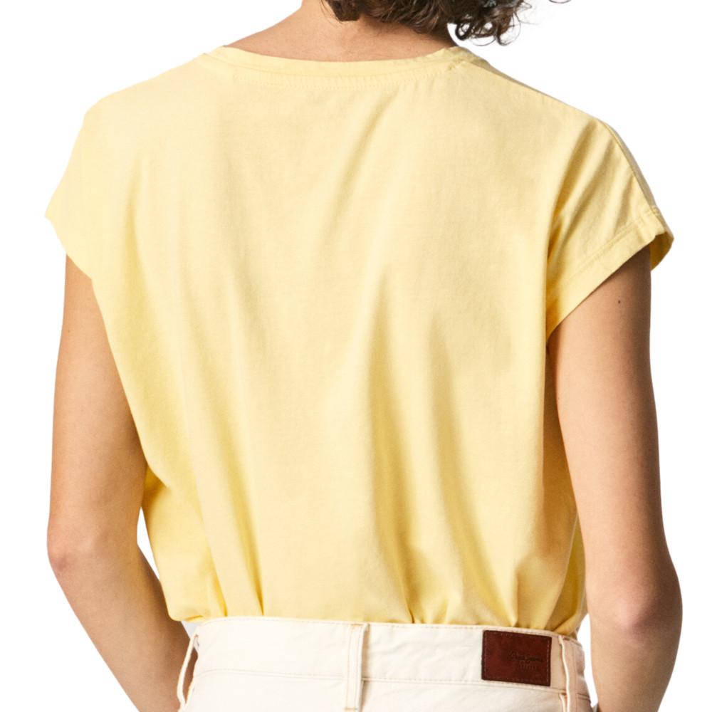 T-shirt Jaune Femme Pepe Jeans Bloom vue 2
