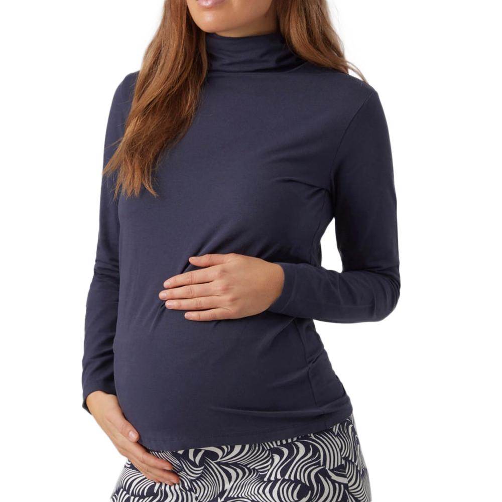 T-shirt Manches Longues Marine Femme Mamalicious Rollneck pas cher