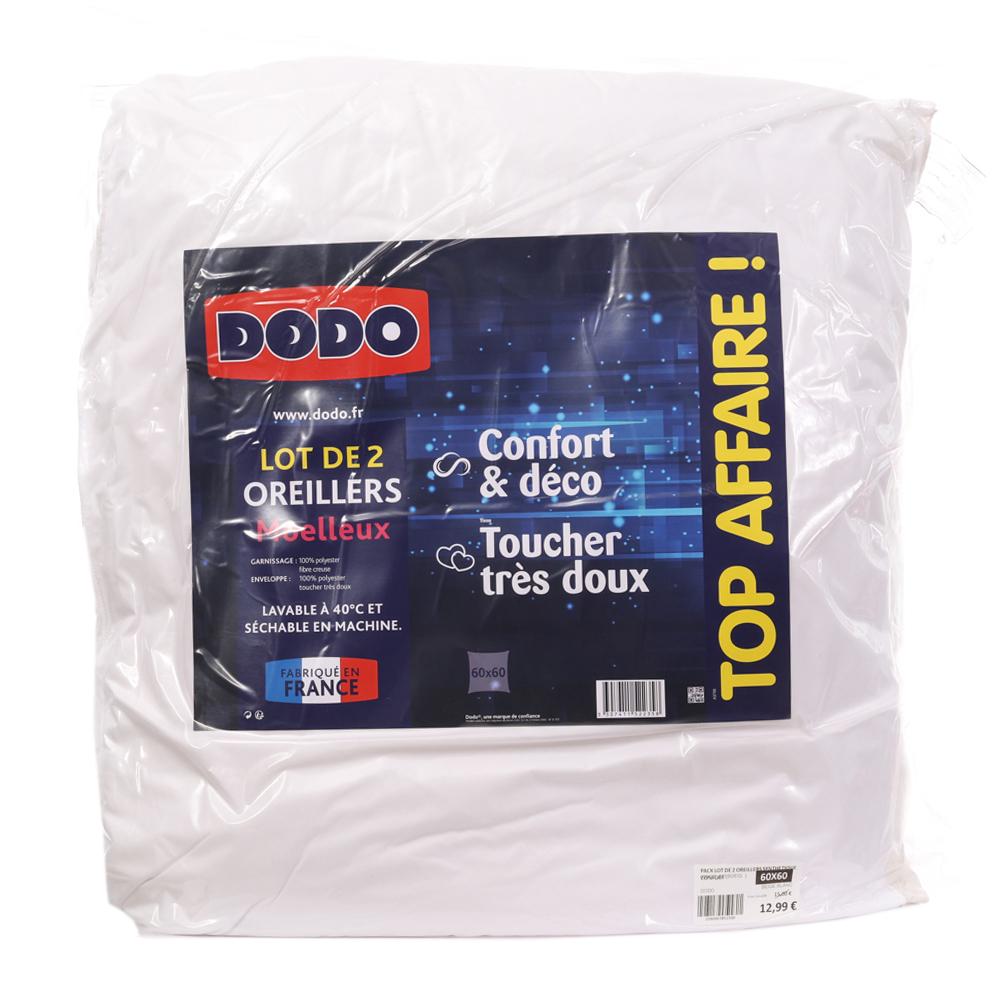 Lot de 2 Oreillers Beige Dodo Confort & Déco 60x60 pas cher