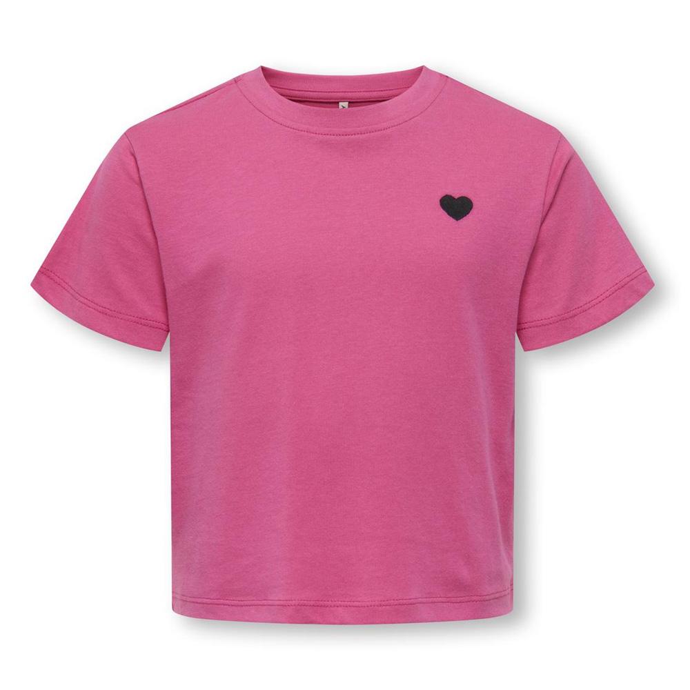 T-shirt Rose Fille Kids ONLY Maiken Life Heart pas cher