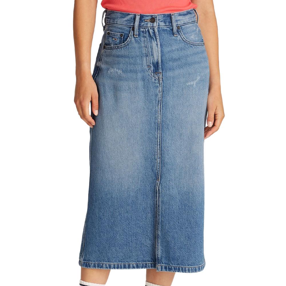 Jupe Longue Bleu Femme Tommy Hilfiger Claire pas cher