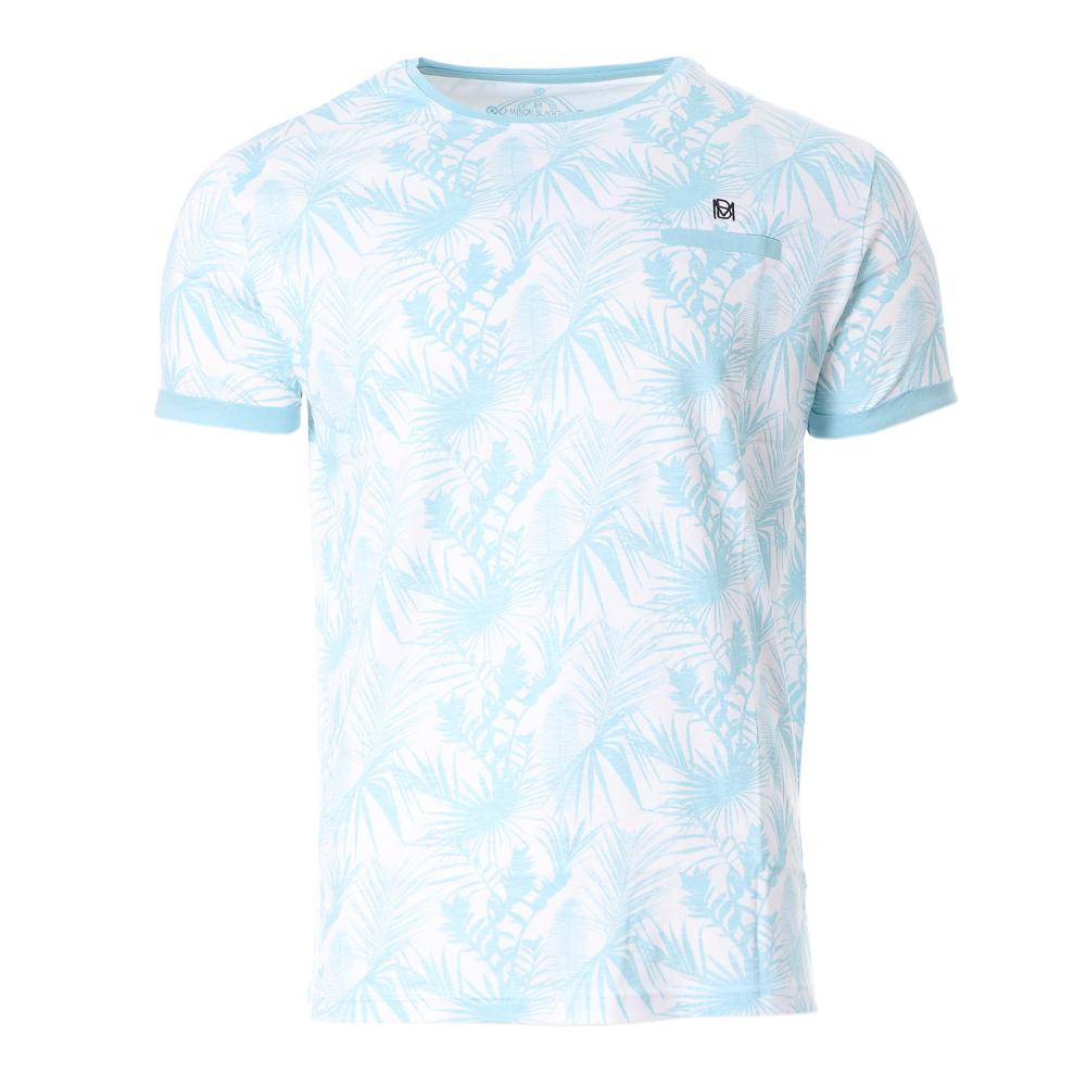 T shirt Bleu Homme Maison Blaggio Fleur Tropical