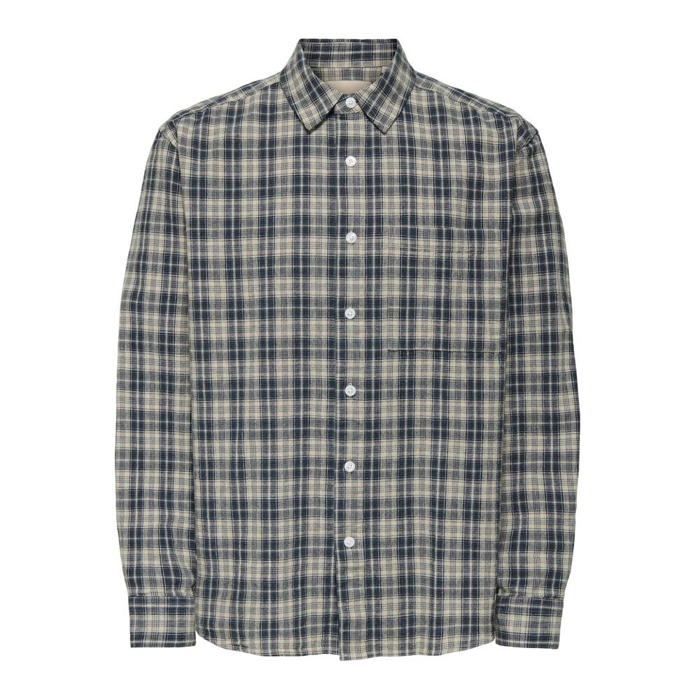 Chemise Bleu/Gris Homme Only & Sons Rafael pas cher