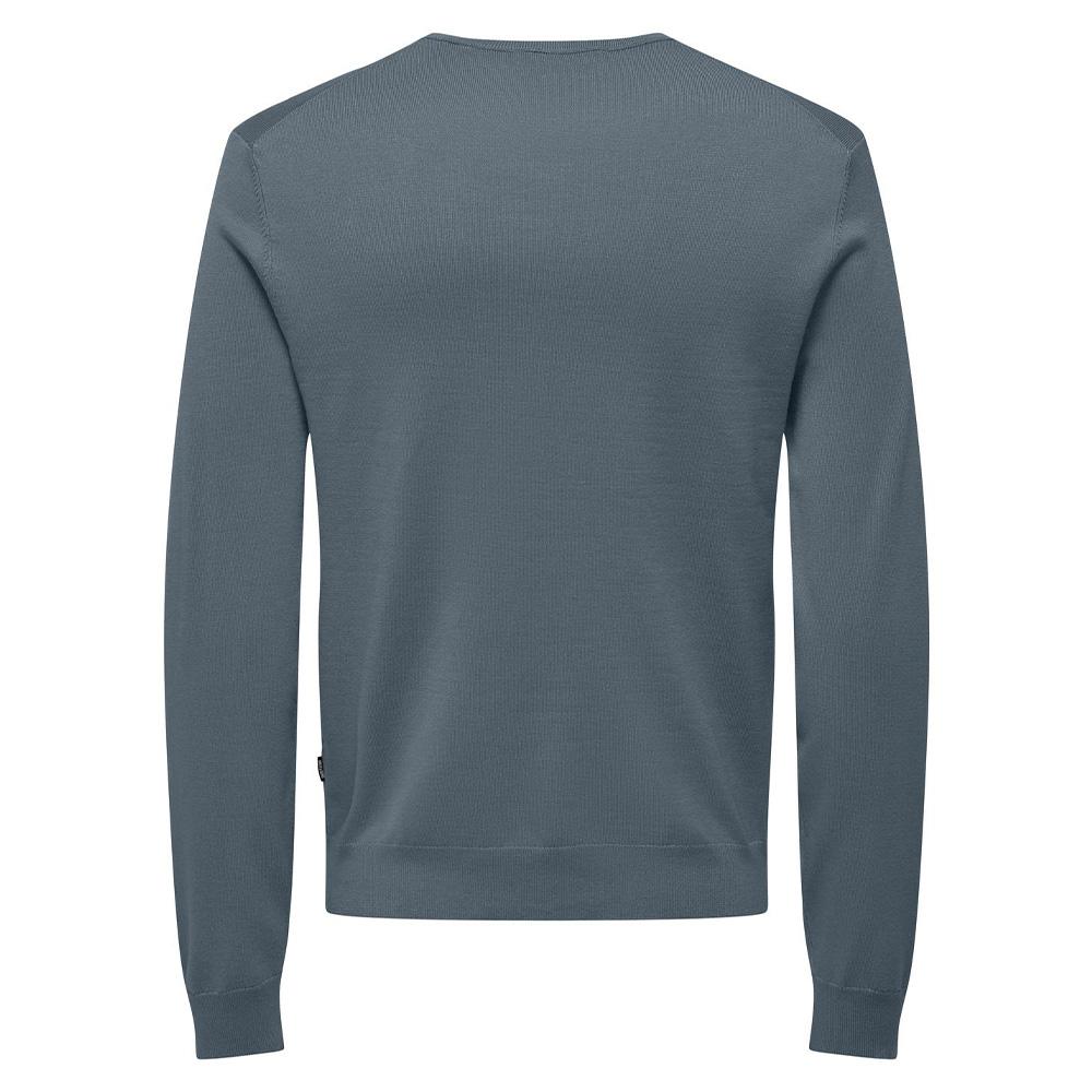 Pull Bleu Gris Homme Only & Sons Life Crew Knit vue 2