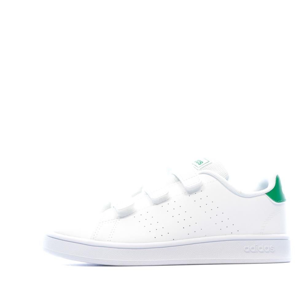 Baskets blanc/vert Enfant Adidas Advantage pas cher