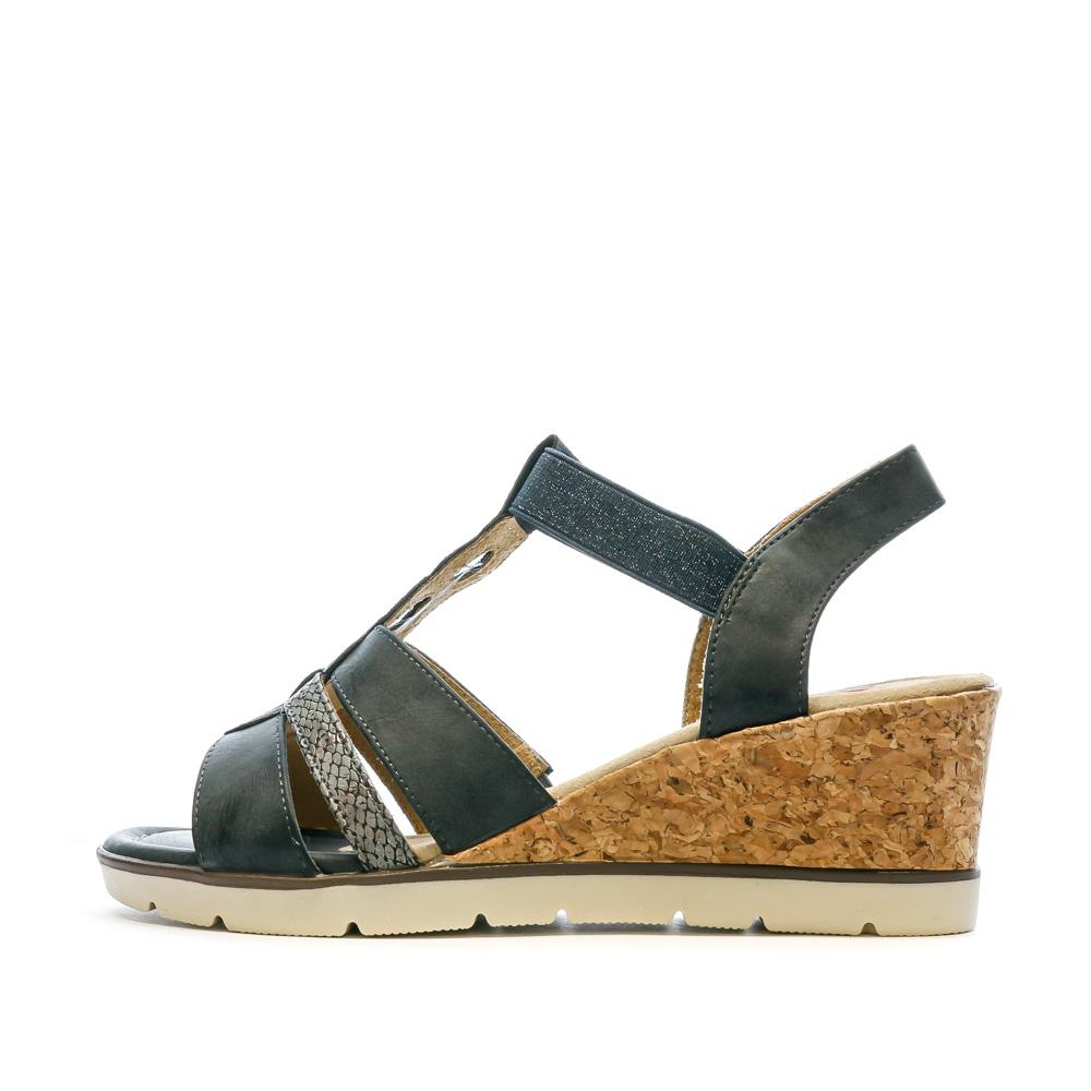 Sandales compensées Bleu Femme Relife Jinkat pas cher