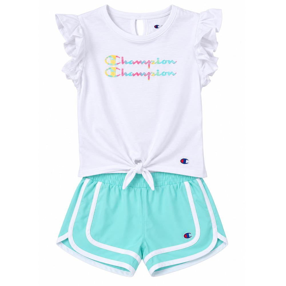 Ensemble Blanc/Turquoise Fille Champion C414ST888 pas cher
