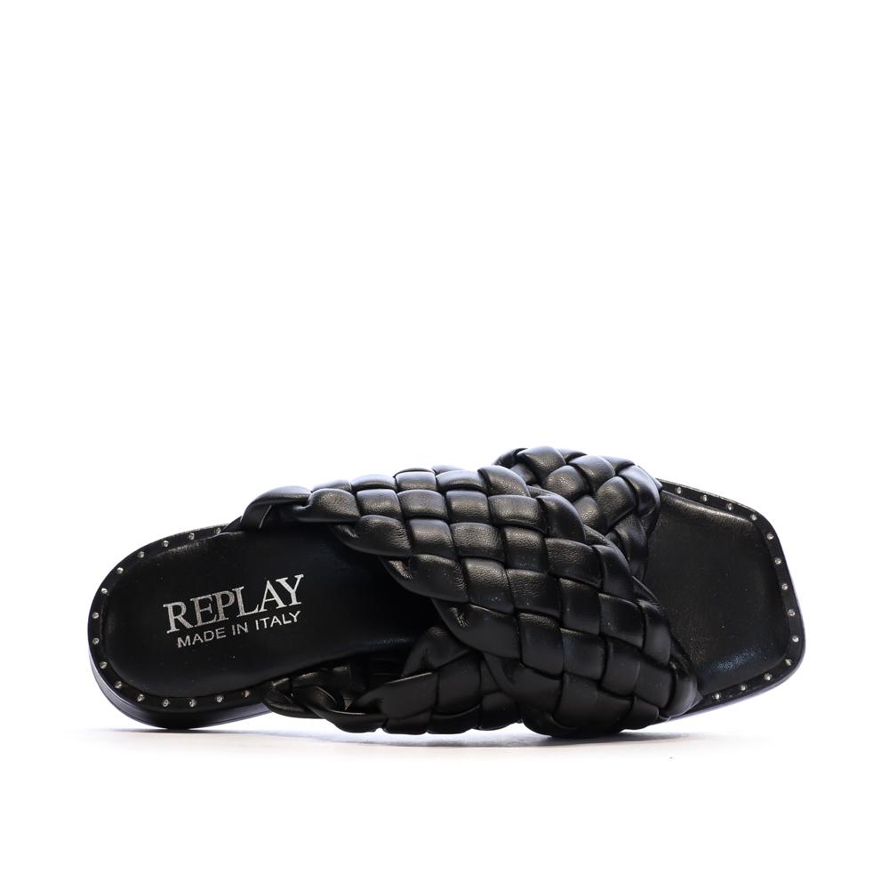 Sandalias negras para mujer Replay Betty Cross ver 4