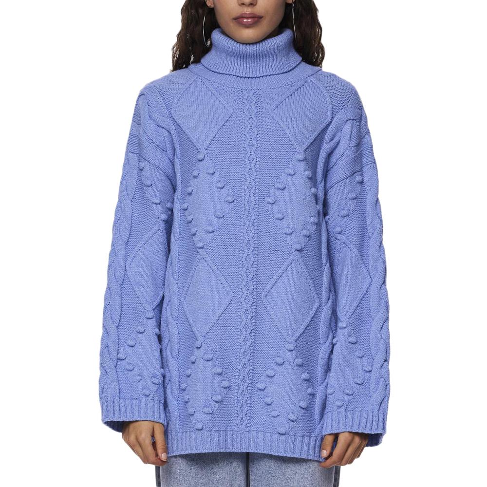 Pull Bleu Femme Pieces Wide Sleeve pas cher