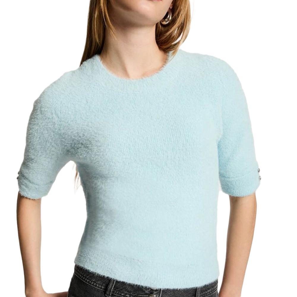 Pull Manches Courtes Turquoise Femme Morgan MTOM pas cher