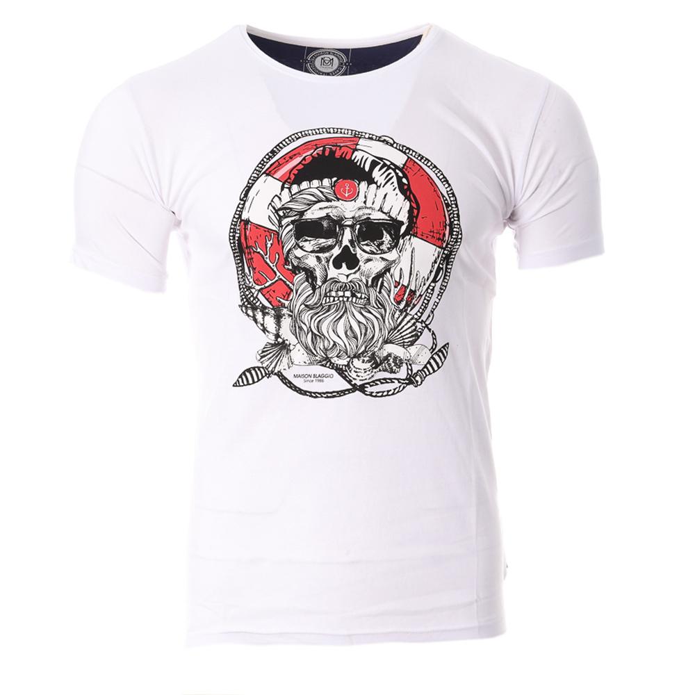 T-shirt Blanc Homme La Maison Blaggio MORO pas cher