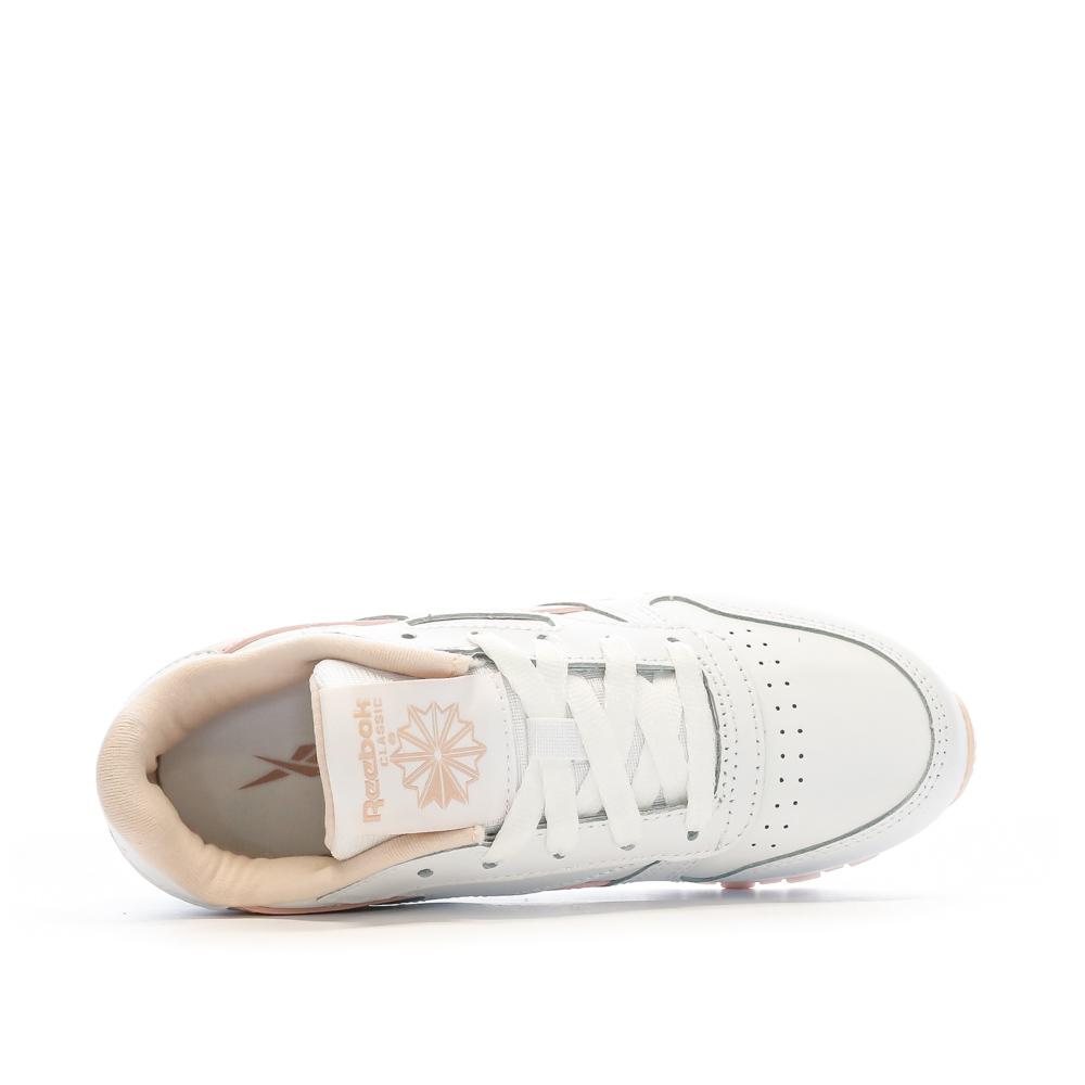 Baskets Blanche/Rose Fille Reebok Classic Leather vue 4