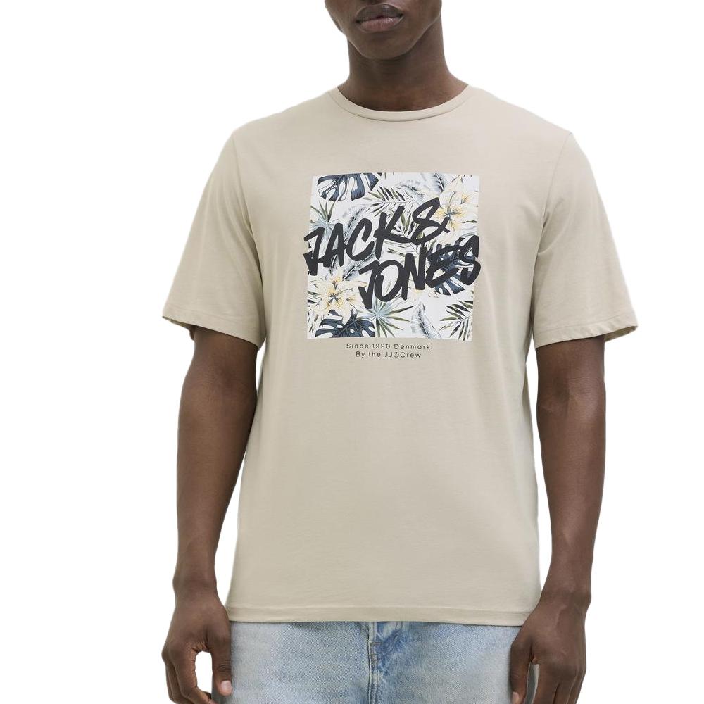 T-shirt Beige Homme Jack & Jones Hawaiitee vue 2