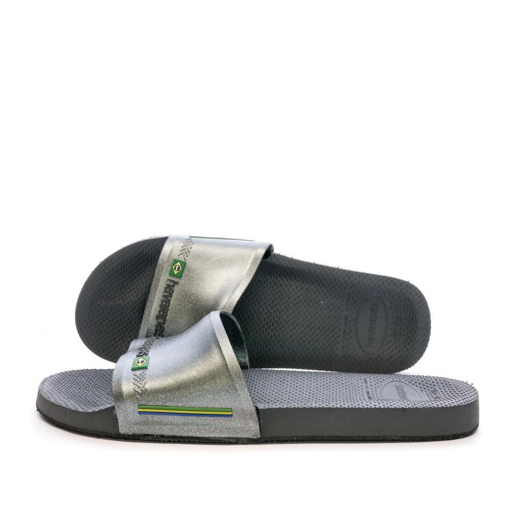 Claquettes Grise Homme Havaianas Slide Brasil pas cher