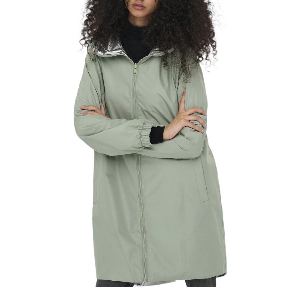 Coupe vent à capuche réversible Vert/Argent Femme Only Fry pas cher